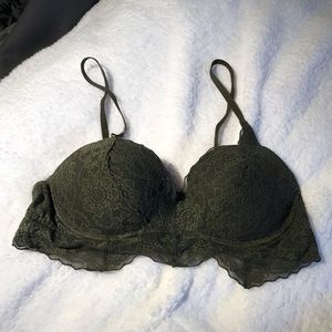 Army green lace bra